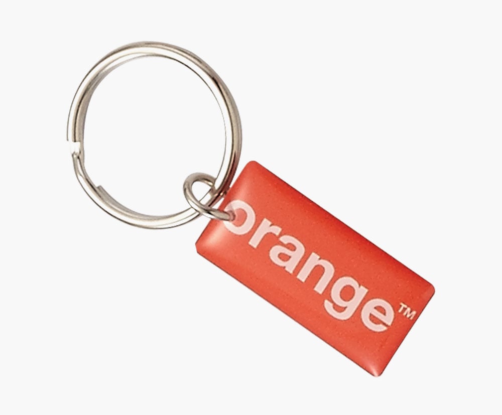 Orange plastic keyring- personalizable