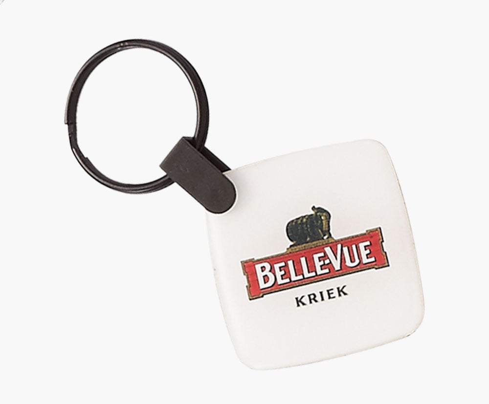 white flexible square keyring-personalizable on both sides