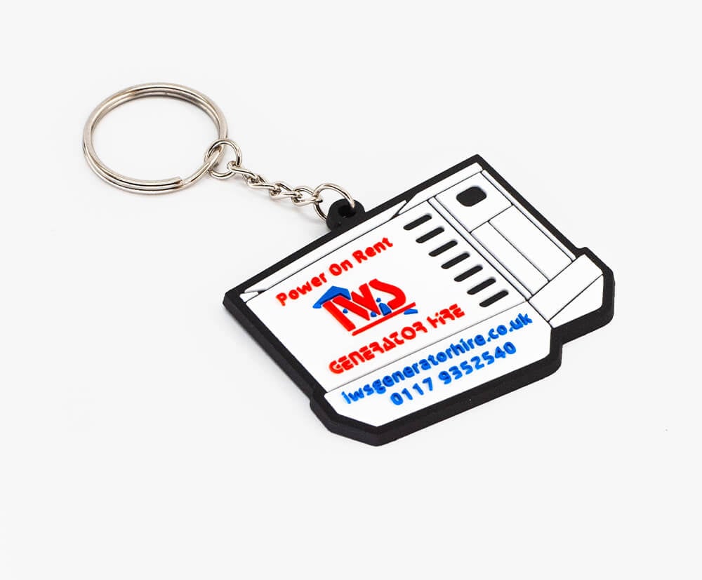 A 4 colour-fill rubber style keyring example.
