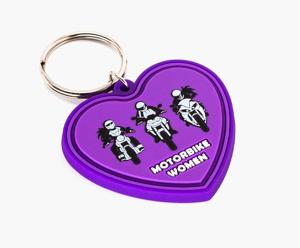 Heart shaped keyrings designed within 65x65mm area. 4mm thickness.