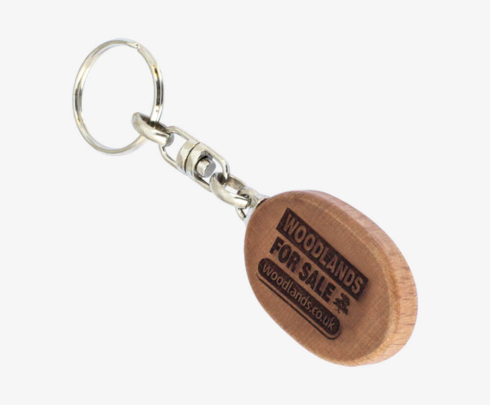 Oval keyring, available with engraved custom logo.