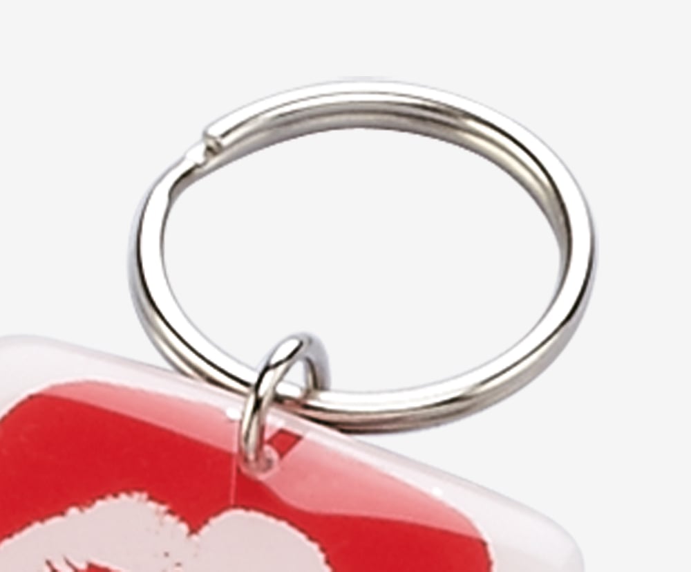 Metal split-ring on flexi-tag full colour printed keyring