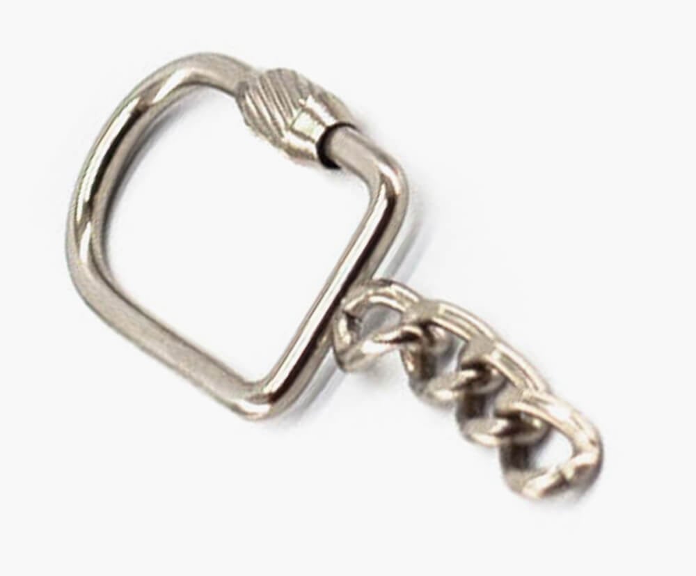 Square lobster clasp attachment with screw gate.