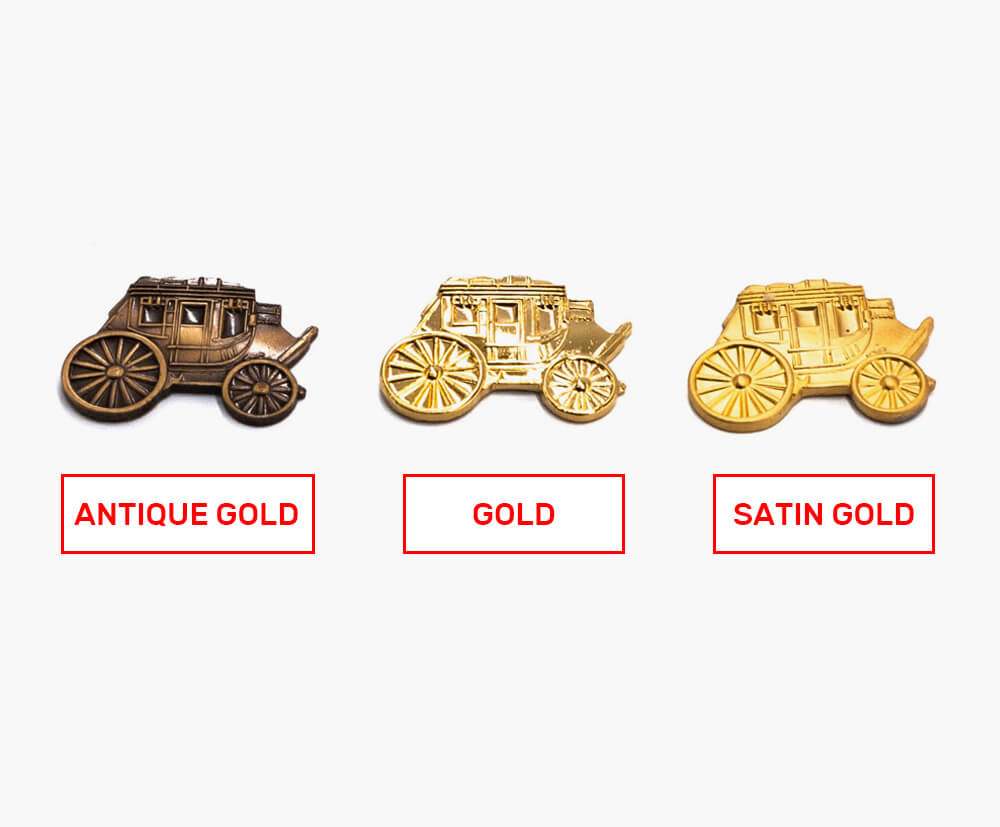 Different gold platings for custom metal keyrings.