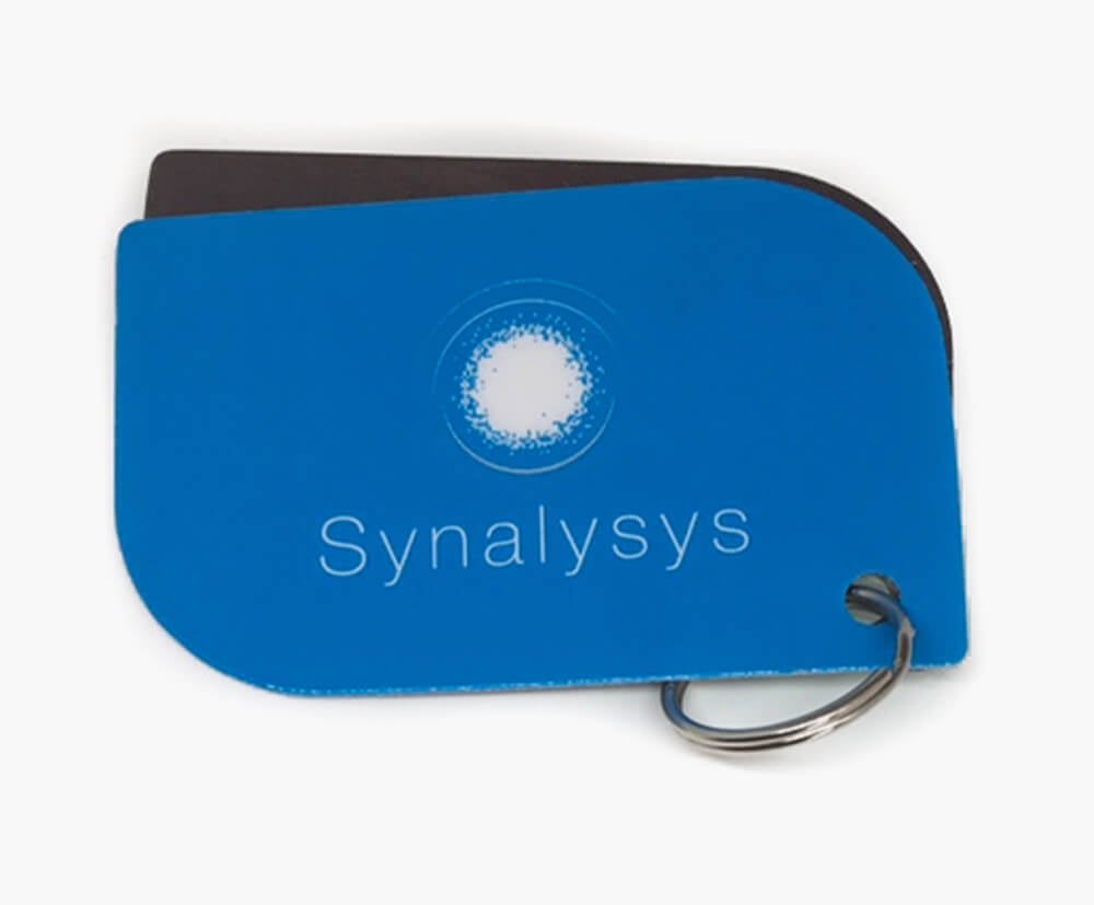 Classic sized keyfob with 2 rounded corners.