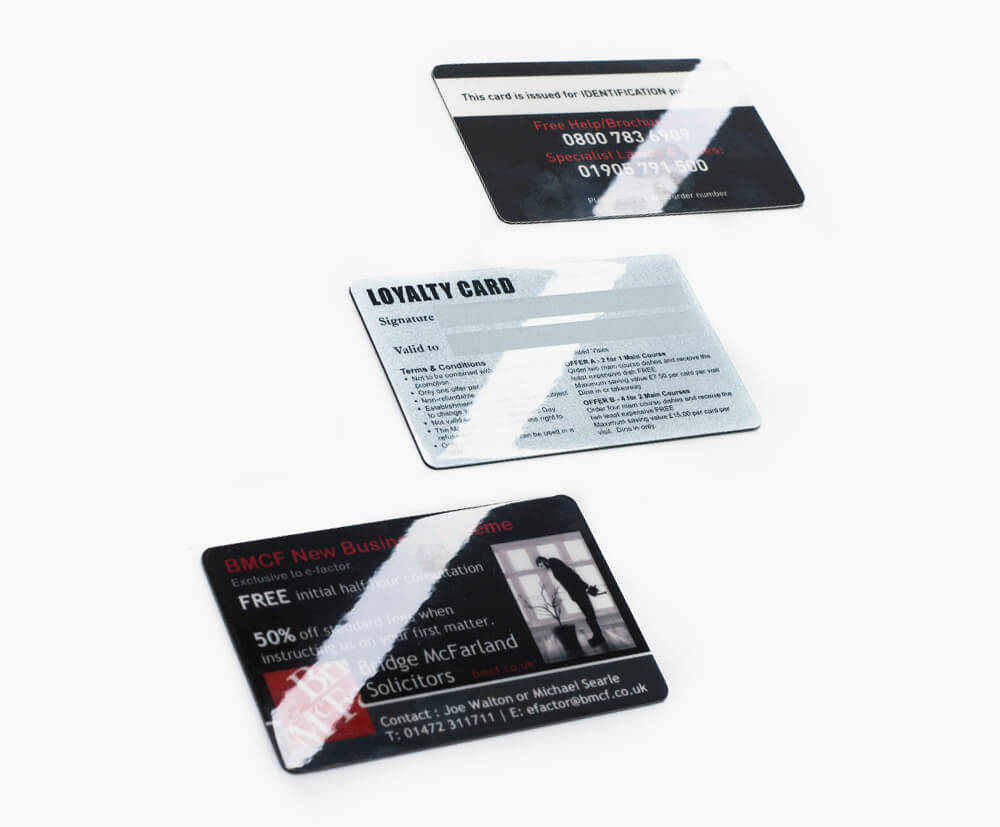 Metallic finish loyalty card with a white reverse.