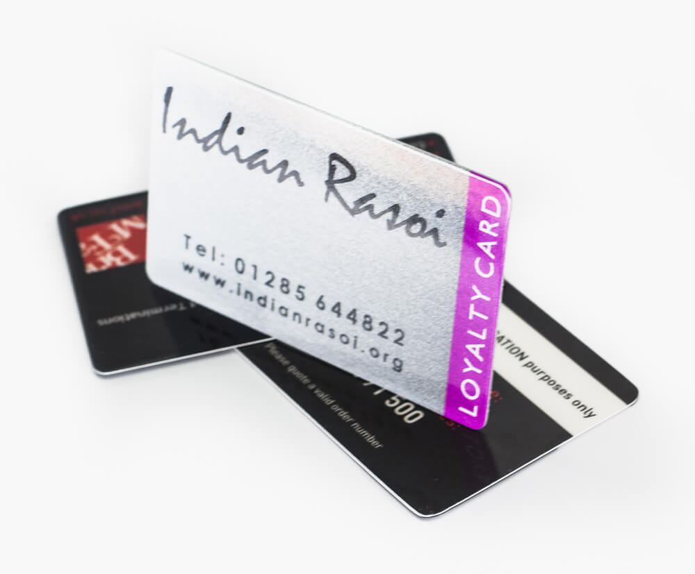Loyalty card with a metallic finish.