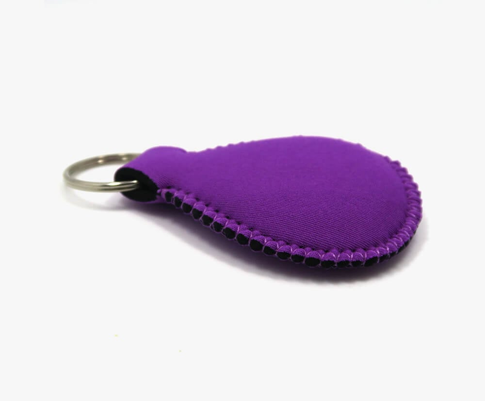 Floating keyring, made from neoprene and available in 3 size options.