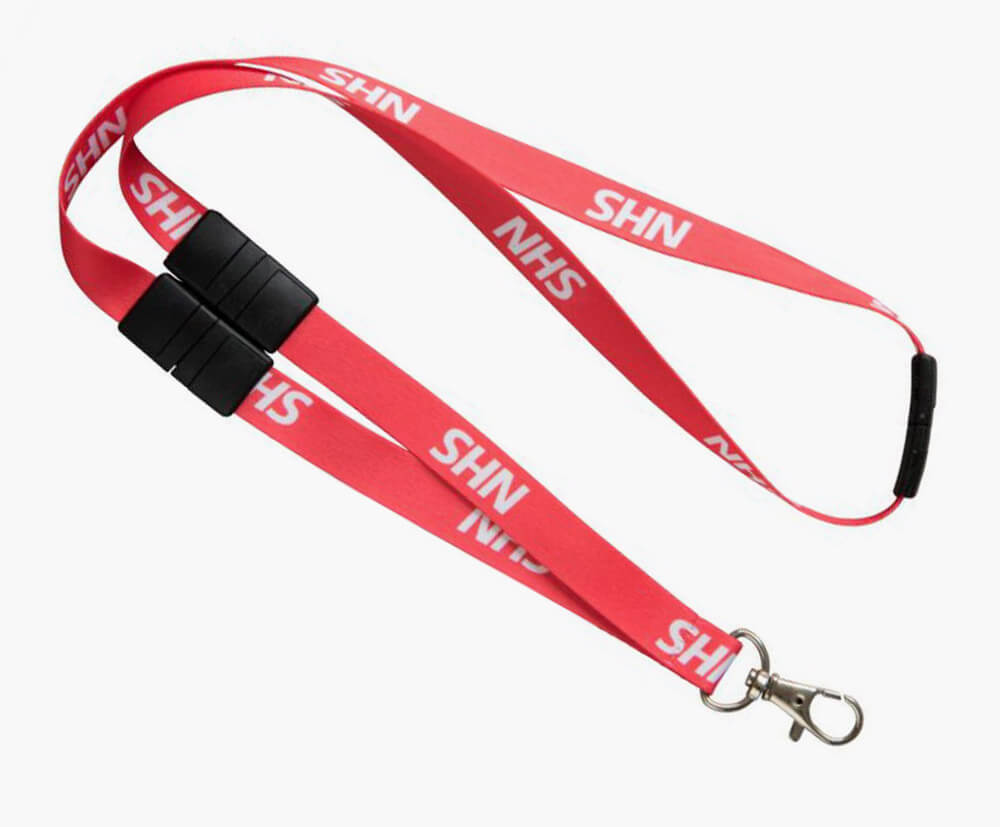 Clip lock connection for custom recyclable lanyards.