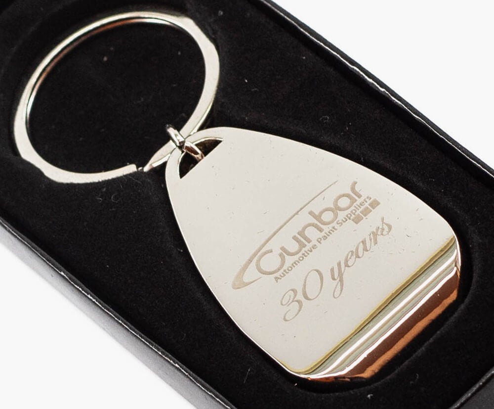 Corporate gift keyrings with a luxury engraving.