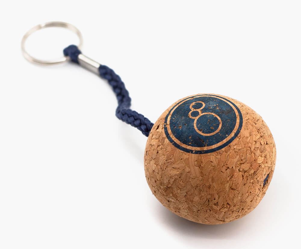 Large-sized cork keyring with matched cord and printing colour.