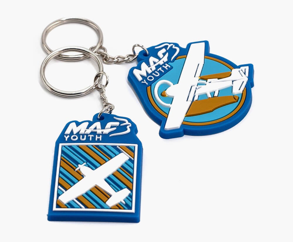 Keyrings designed within 65x65mm square and at a 4mm standard thickness.