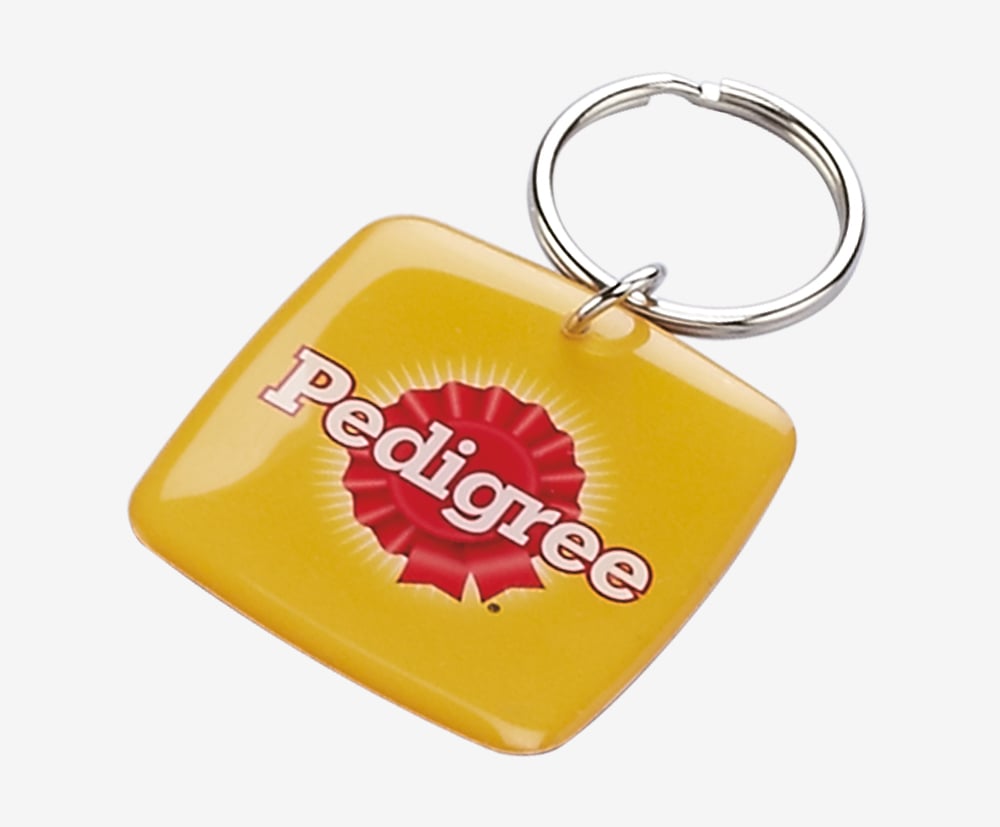 Quality Dome printed keychain. Personalizable flexible keyring