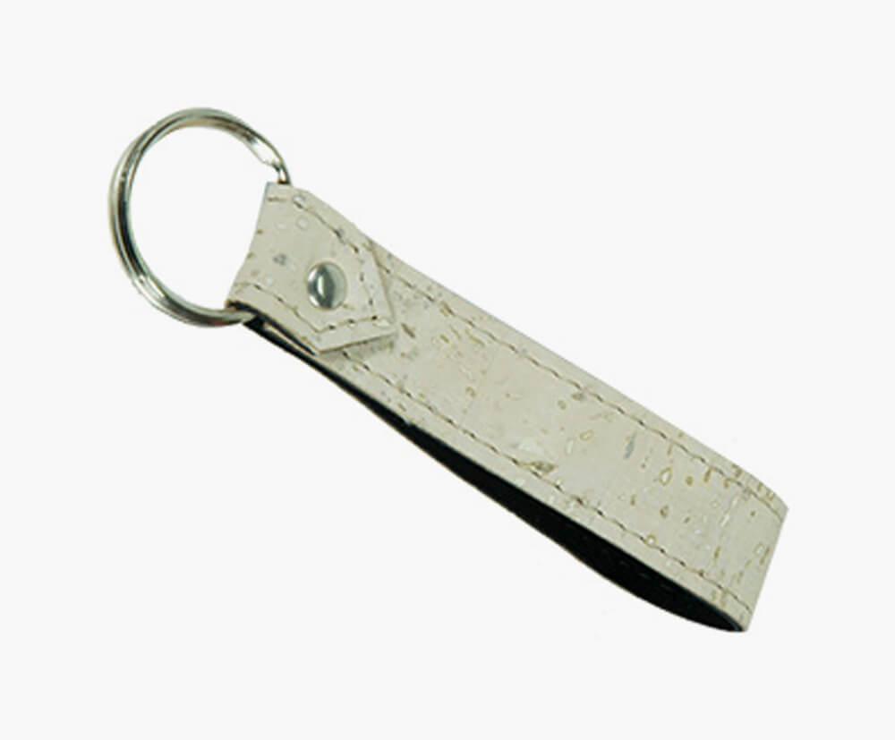 White colour available for promotional cork keyring.