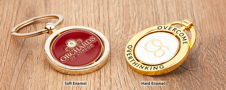 Soft Enamel vs Hard Enamel - Bespoke Metal Keyring Examples