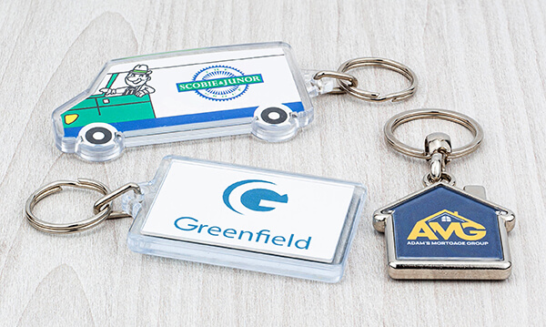 Plastic & metal printed paper insert keyrings