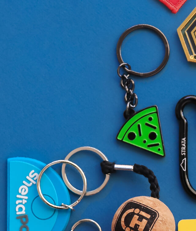 Custom promotional keyrings printed with your logo or design