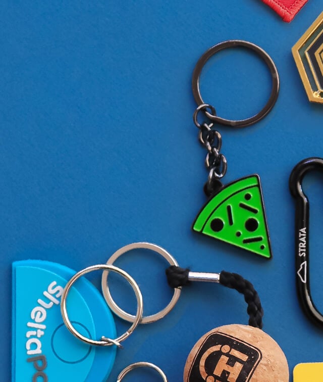 Custom promotional keyrings printed with your logo or design